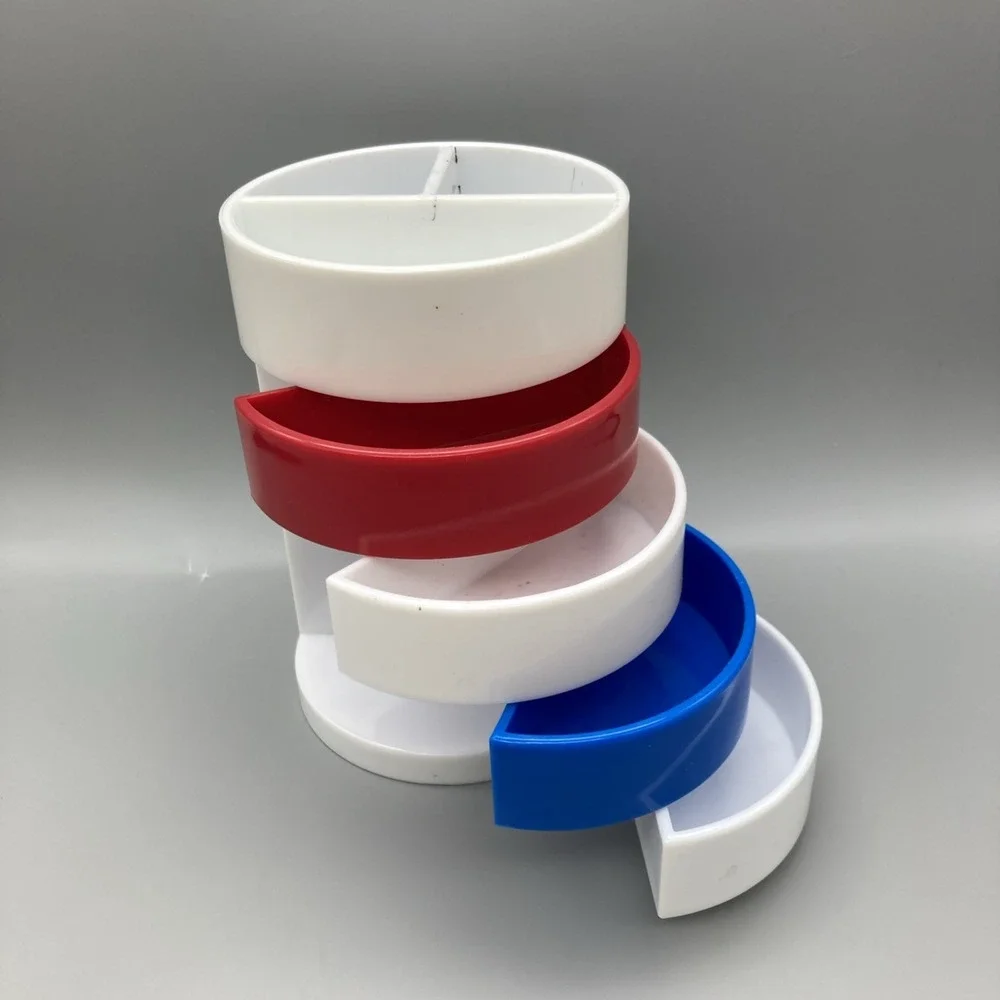 Vintage 1984 Swivel Desk Organizer Red White Blue Pen Pencil Holder Americana